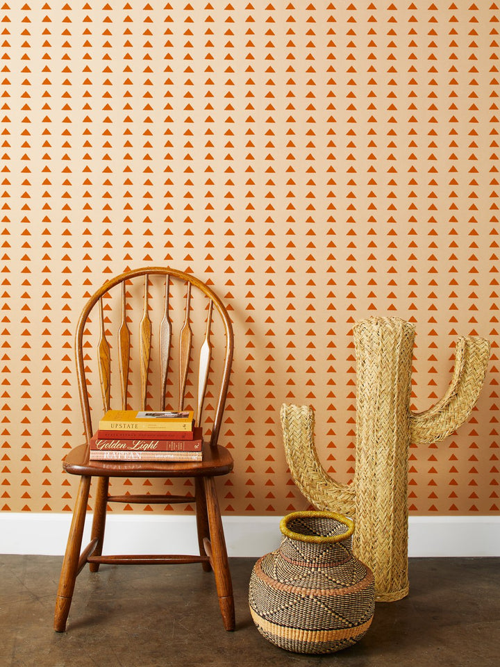 triangles kraft wallpaper by nathan turner terracotta
