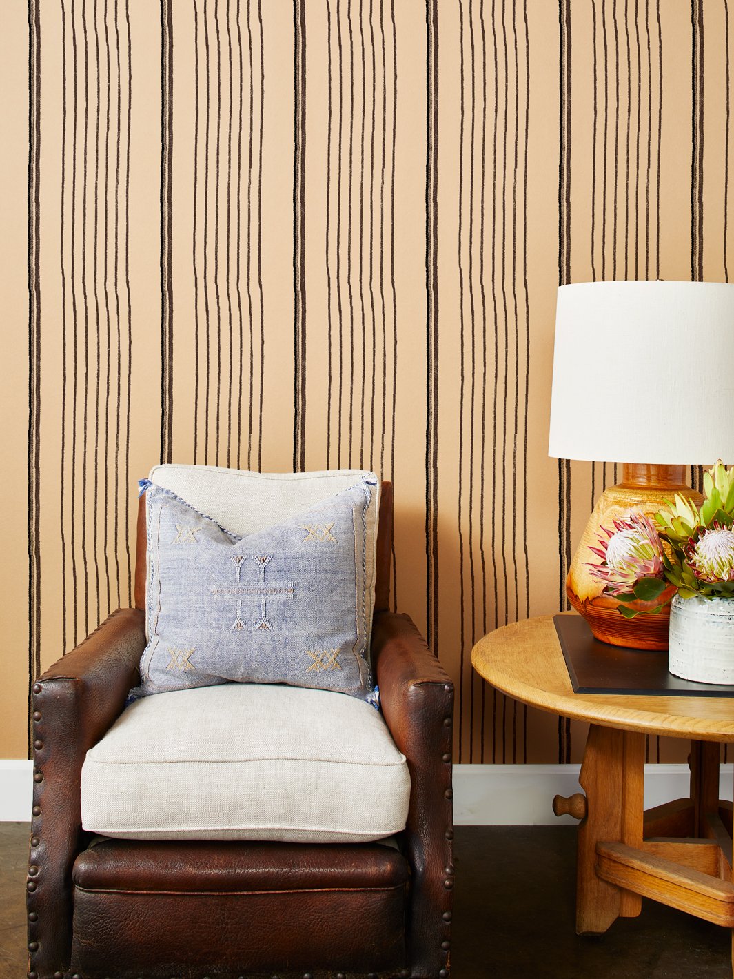 'Two Tone Stripe' Kraft' Wallpaper by Nathan Turner - Black Chocolate