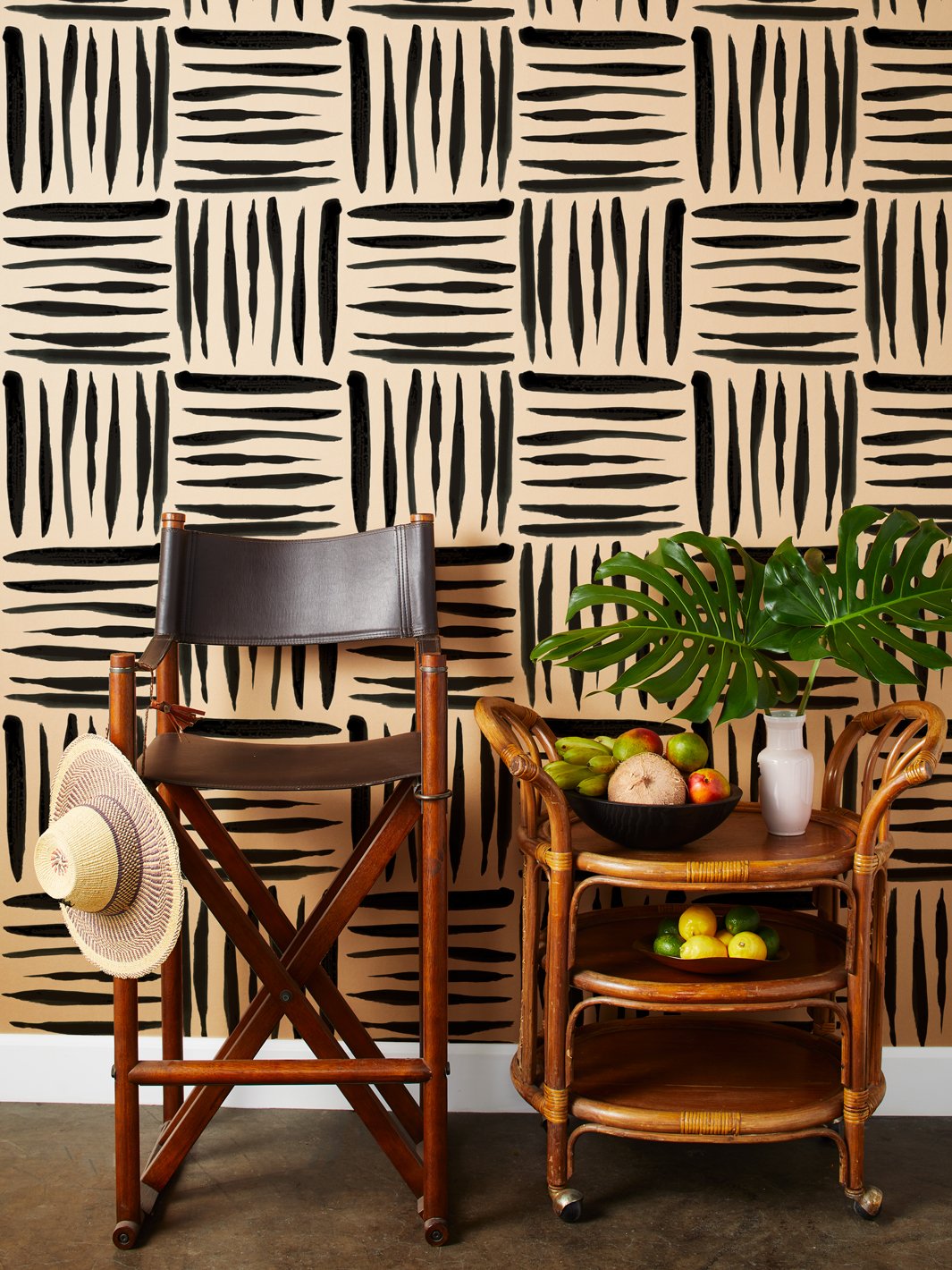 watercolor weave large kraft wallpaper black