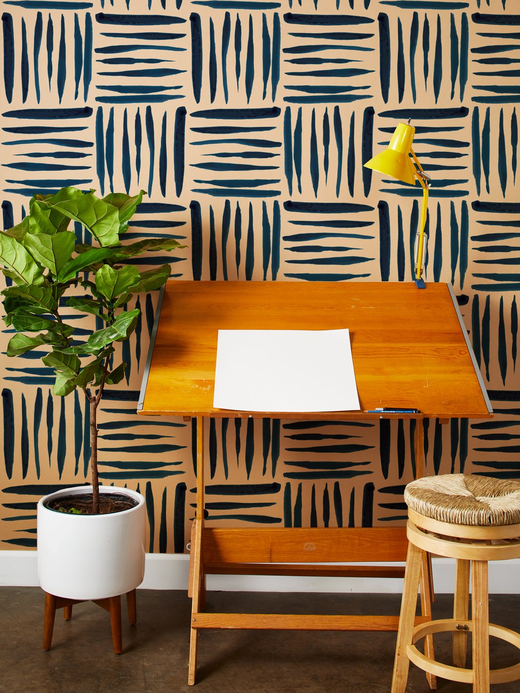 watercolor weave large kraft wallpaper blue