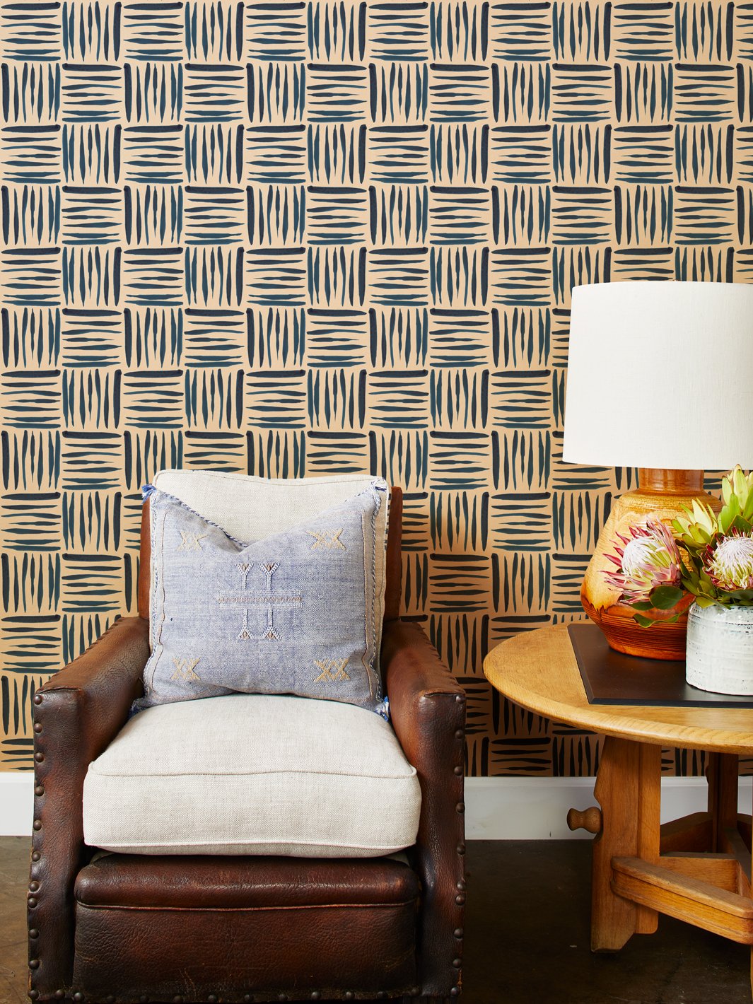 watercolor weave small kraft wallpaper blue