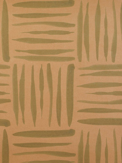 'Watercolor Weave Small' Kraft' Wallpaper by Wallshoppe - Green