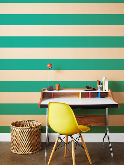 'Wide Stripe' Kraft' Wallpaper by Wallshoppe - Calypso