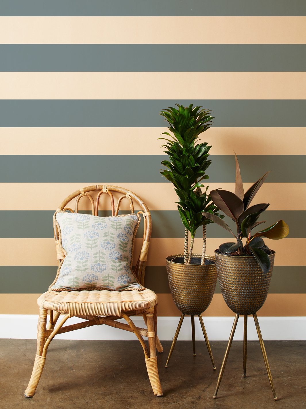 'Wide Stripe' Kraft' Wallpaper by Wallshoppe - French Blue