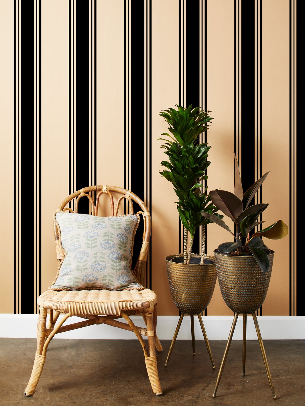 yorkshire stripe kraft wallpaper black