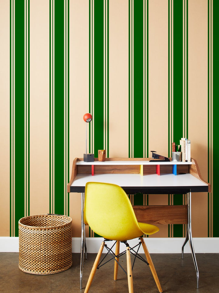 yorkshire stripe kraft wallpaper green