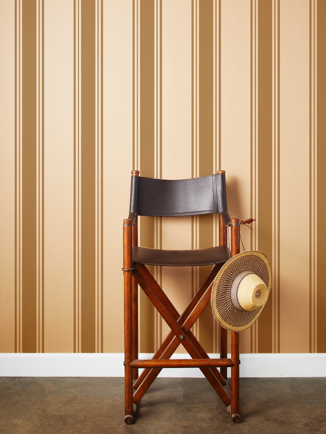 yorkshire stripe kraft wallpaper leather