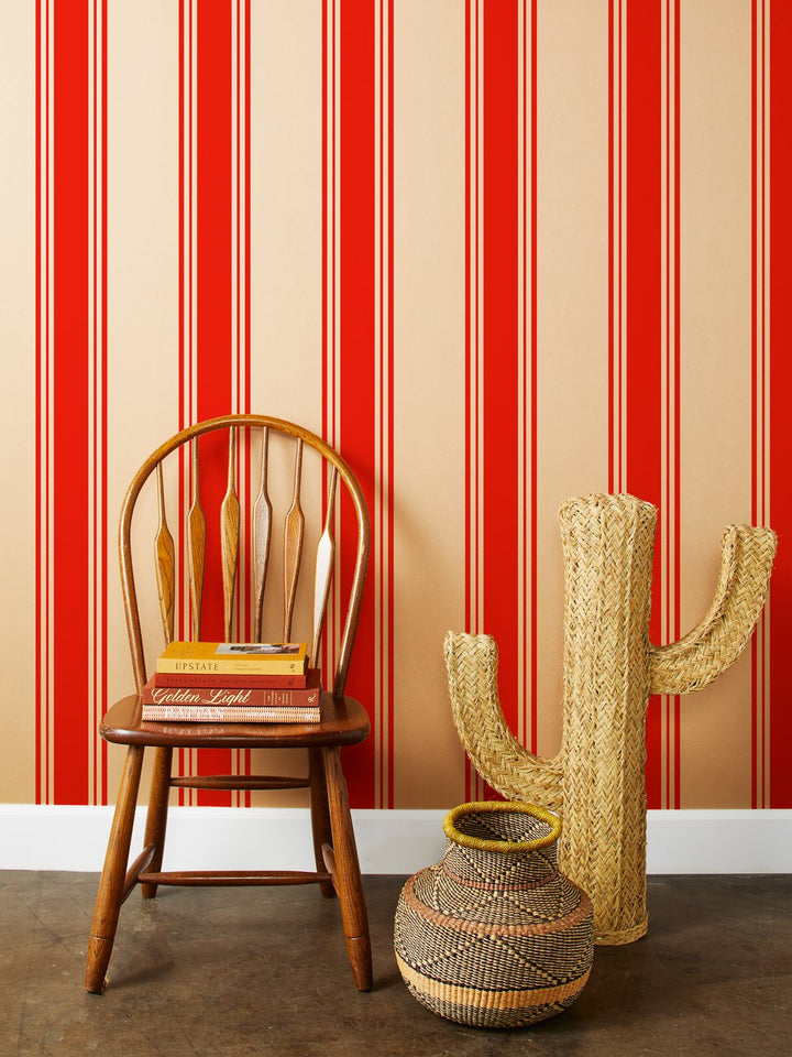 yorkshire stripe kraft wallpaper red