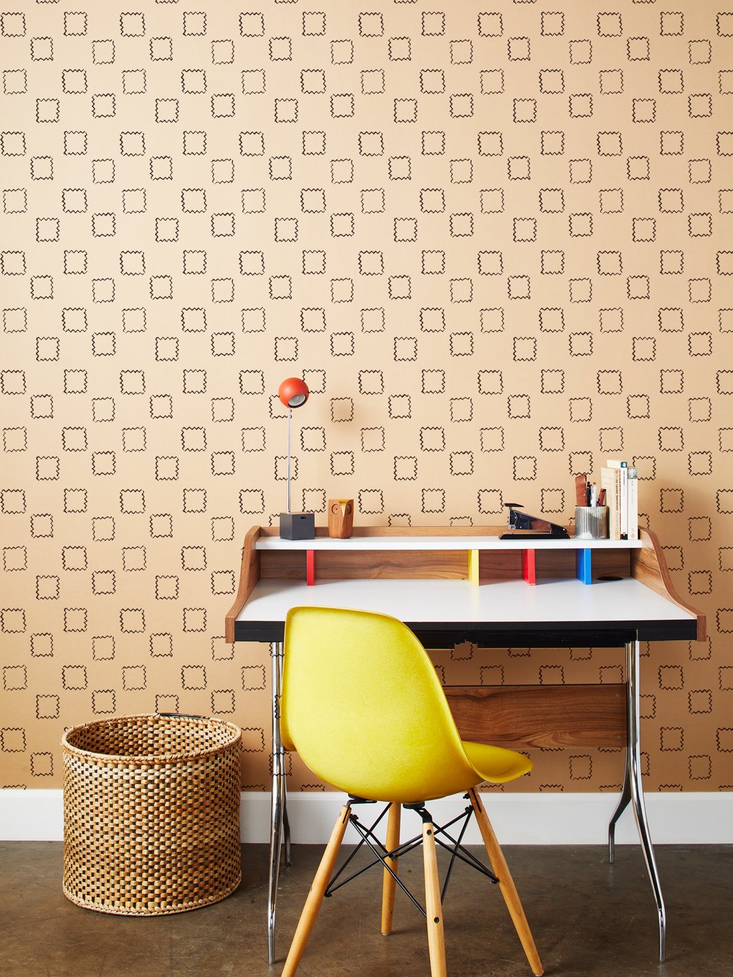 'Zag Squares' Kraft' Wallpaper by Nathan Turner - Chocolate