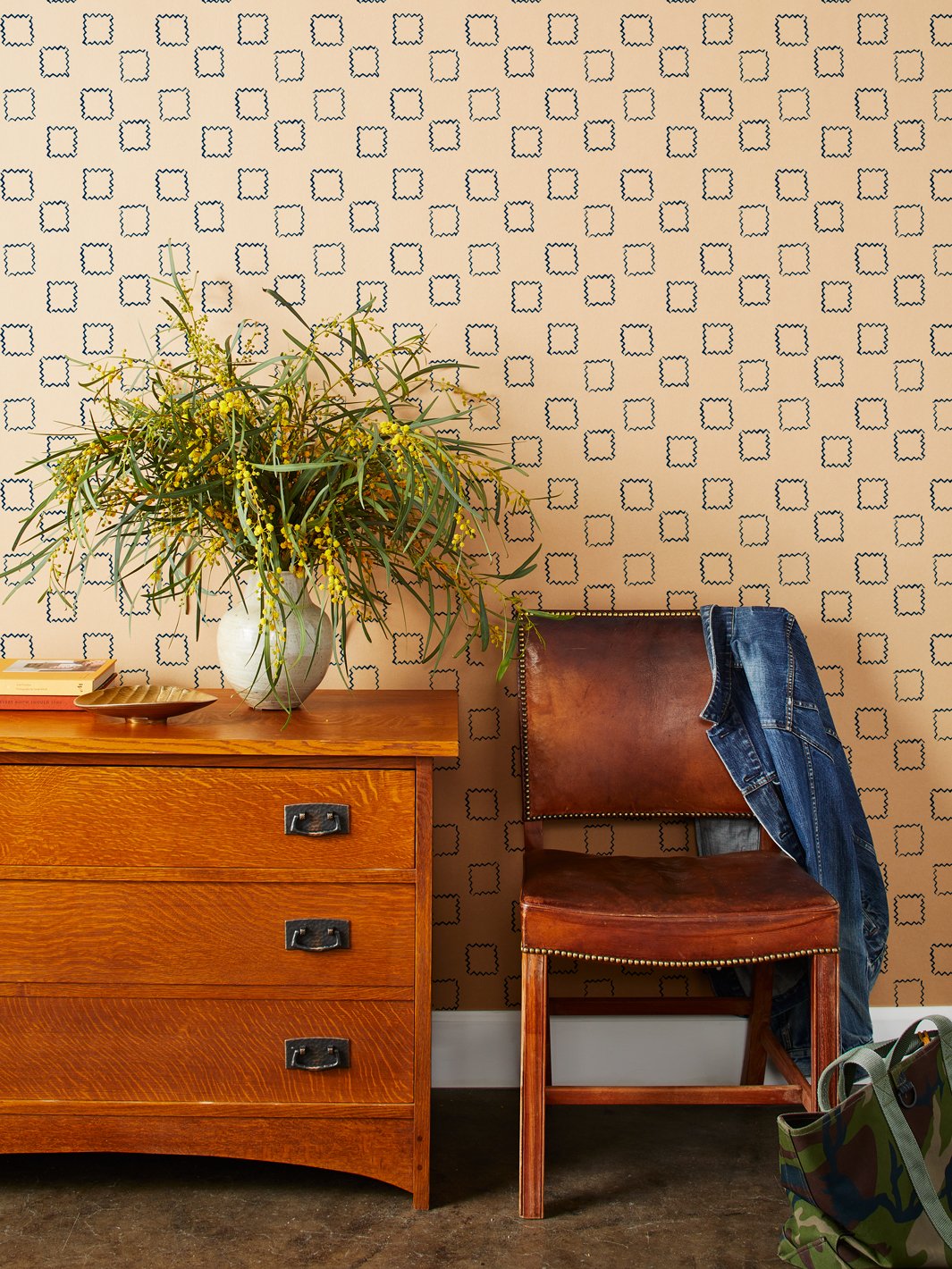 zag squares kraft wallpaper by nathan turner navy