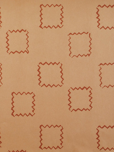 'Zag Squares' Kraft' Wallpaper by Nathan Turner - Terracotta