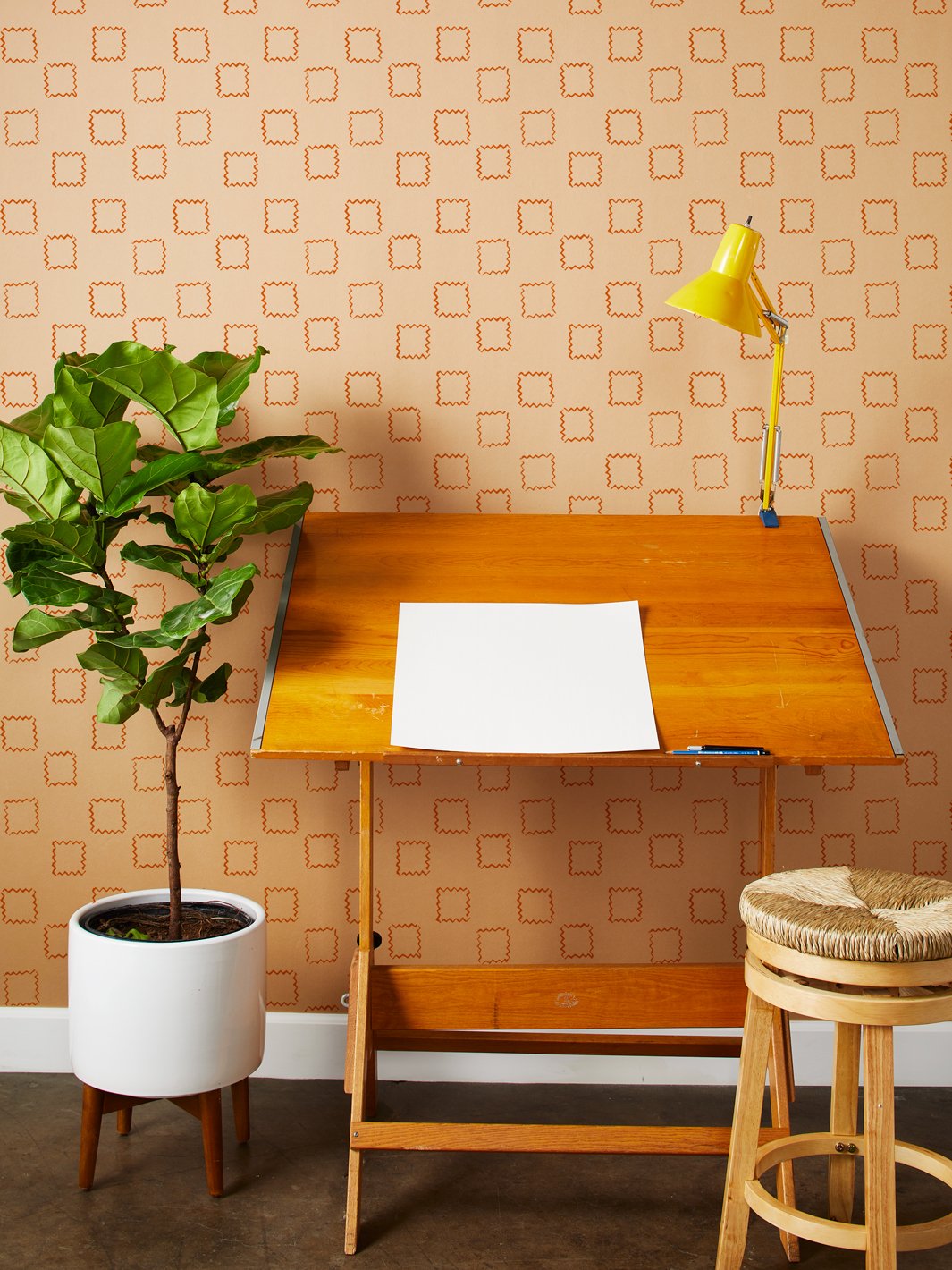 zag squares kraft wallpaper by nathan turner terracotta