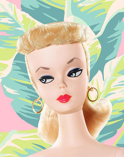 'Life Size Vintage Barbie™' Removable Wall Mural by Barbie™ - Pink & Lime