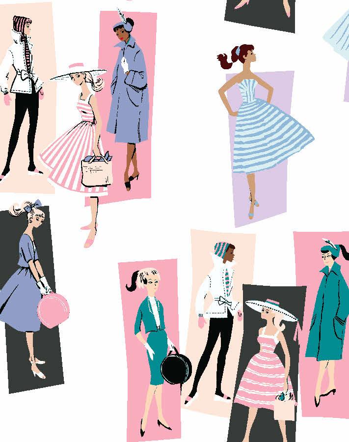 mod shapes wallpaper by barbie lavender peach