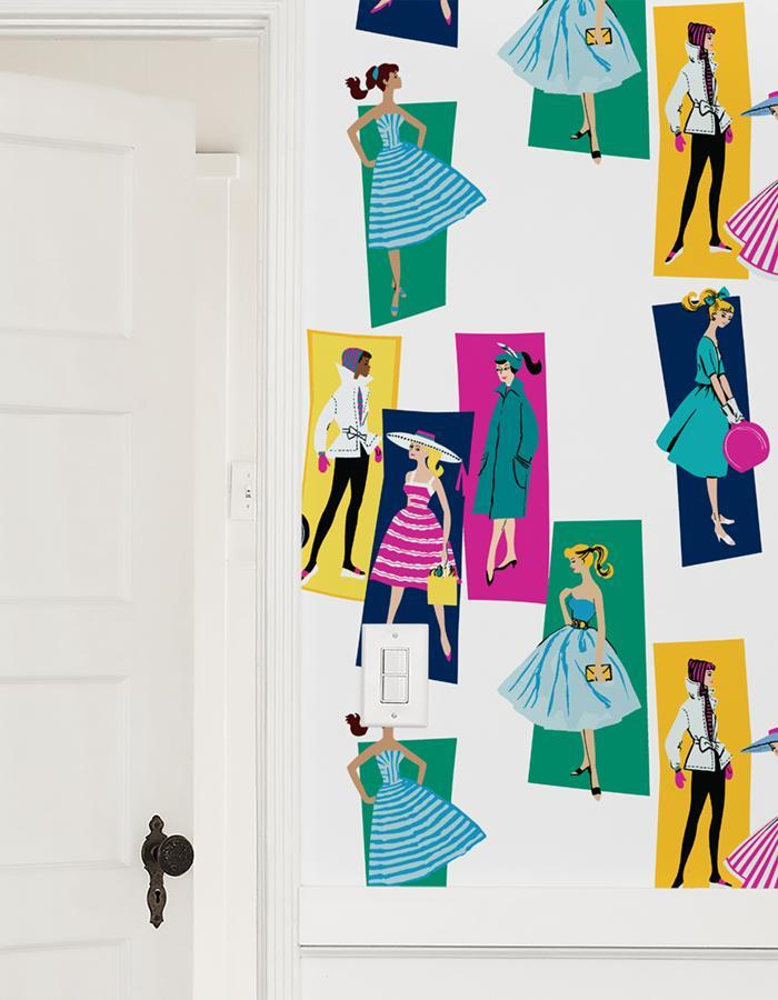 'Mod Shapes' Wallpaper by Barbie™ - Emerald Berry