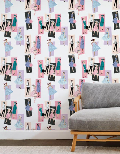 'Mod Shapes' Wallpaper by Barbie™ - Lavender Peach