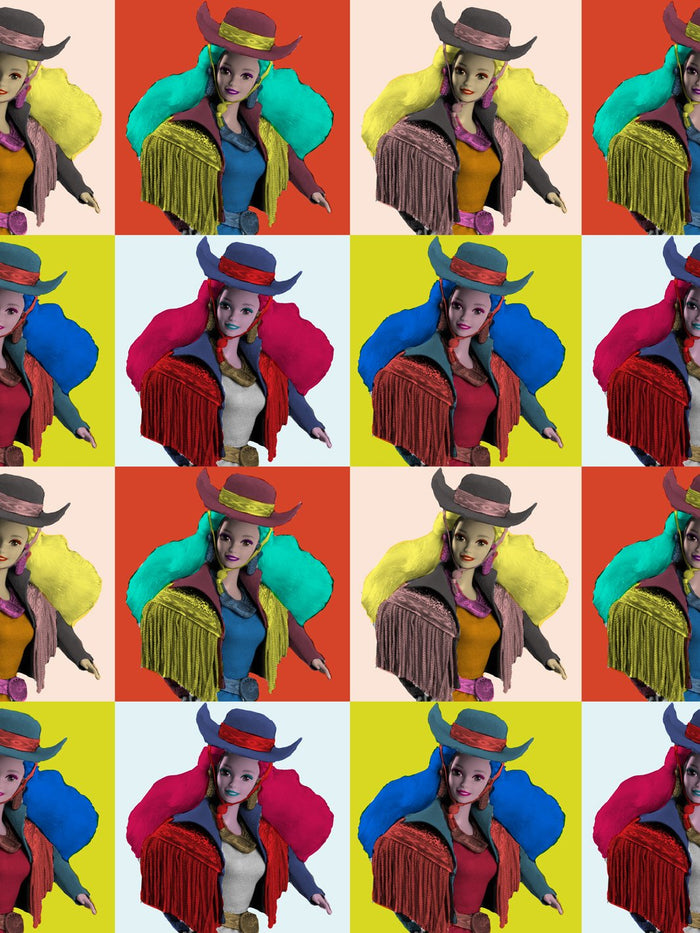 'Pop Print Western Barbie™' Wallpaper by Barbie™ - Multi