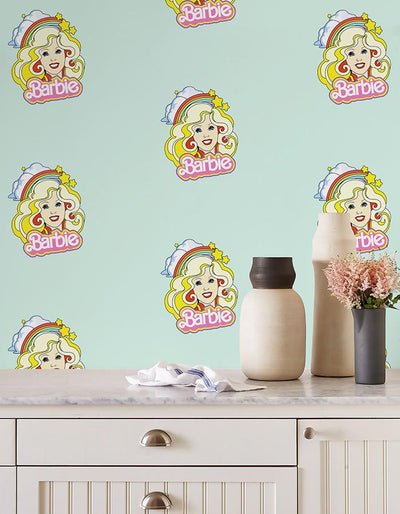 'Rainbow Barbie™' Wallpaper by Barbie™ - Seafoam