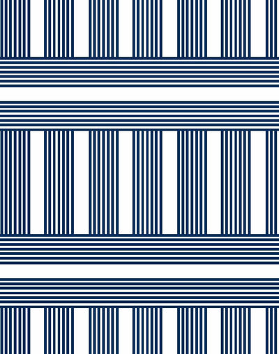 'Roman Holiday Grid' Wallpaper by Barbie™ - Navy