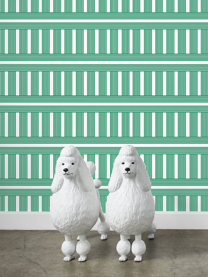 'Roman Holiday Grid' Wallpaper by Barbie™ - Green