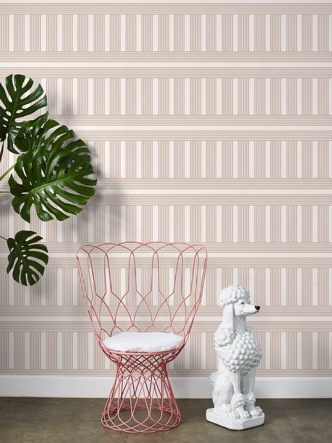 'Roman Holiday Grid' Wallpaper by Barbie™ - Taupe