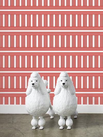 'Roman Holiday Grid' Wallpaper by Barbie™ - Red