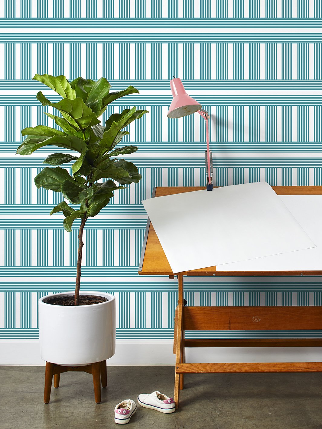 roman holiday grid wallpaper by barbie teal