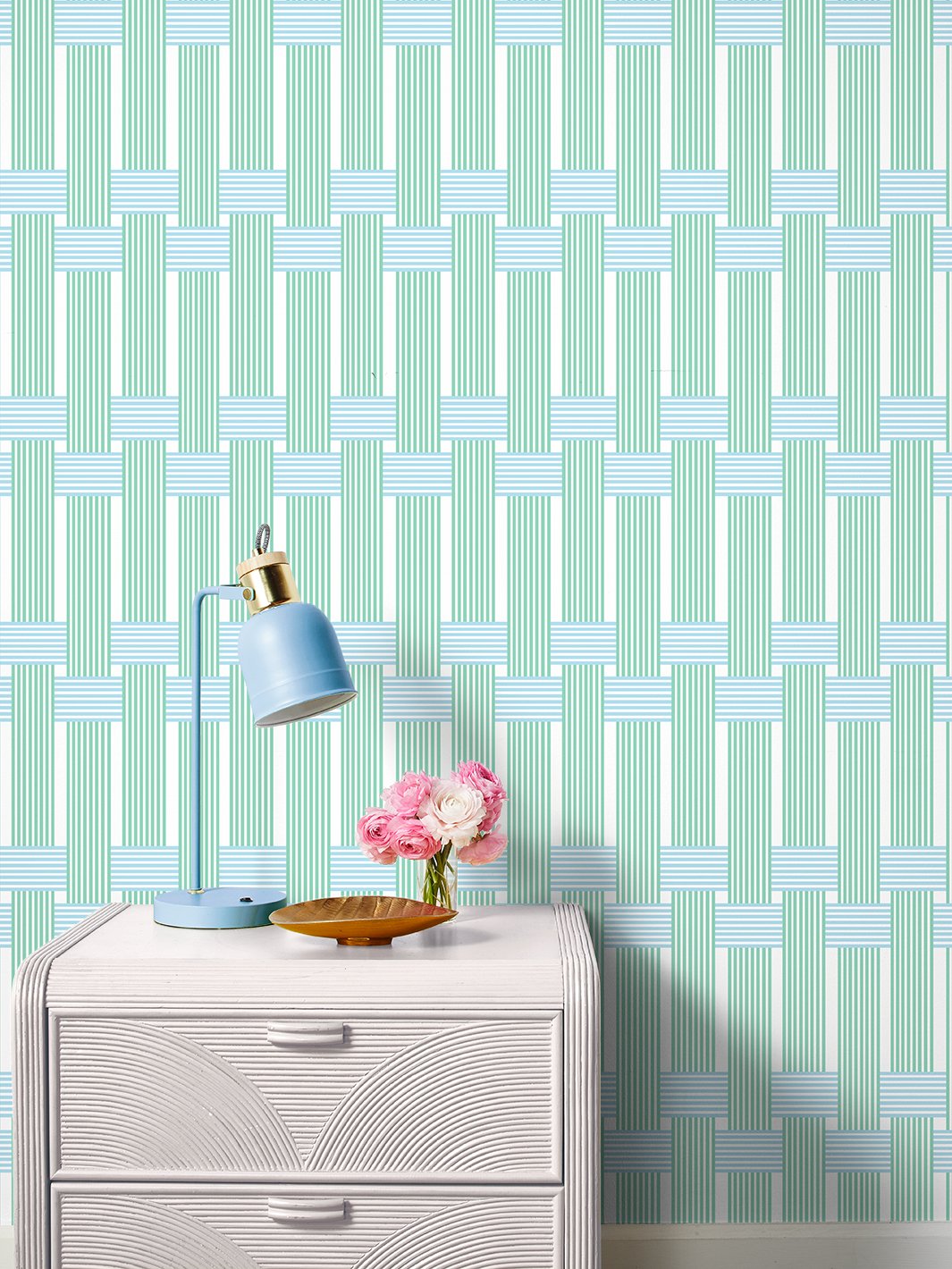 'Roman Holiday Woven' Wallpaper by Barbie™ - Caribbean Blue