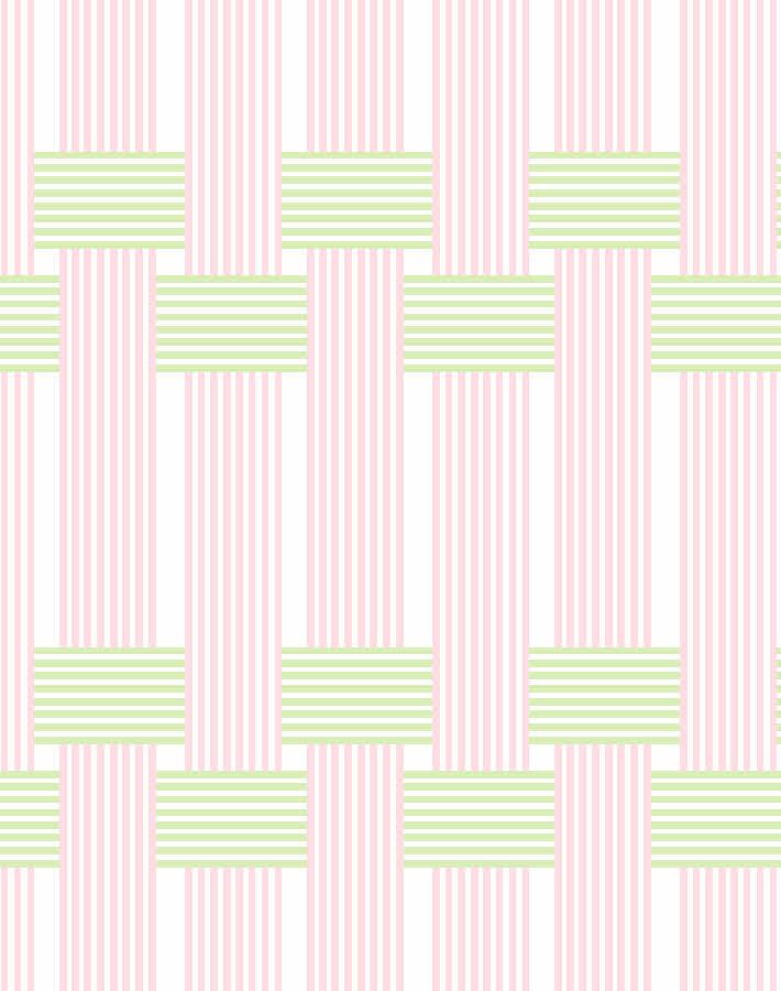 'Roman Holiday Woven' Wallpaper by Barbie™ - Pink Green