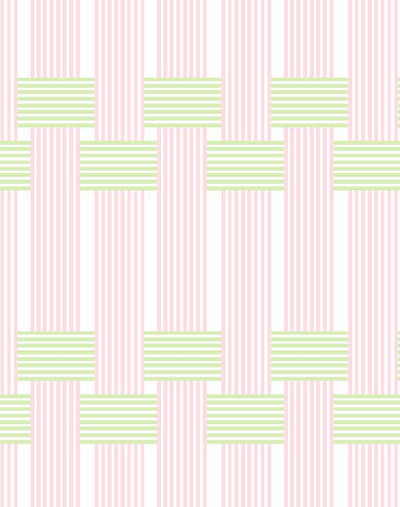'Roman Holiday Woven' Wallpaper by Barbie™ - Pink Green