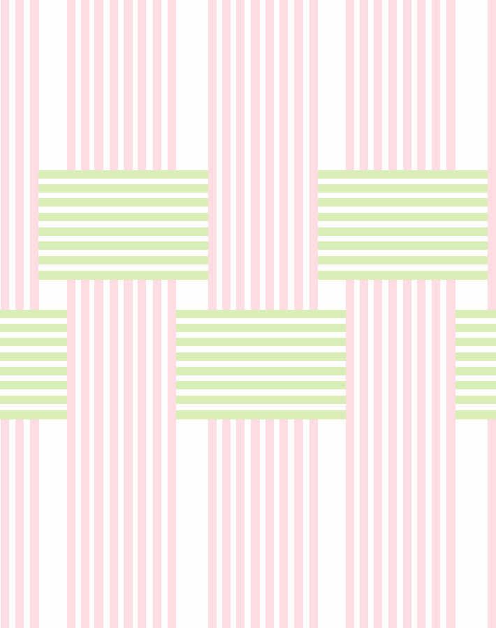 'Roman Holiday Woven' Wallpaper by Barbie™ - Pink Green