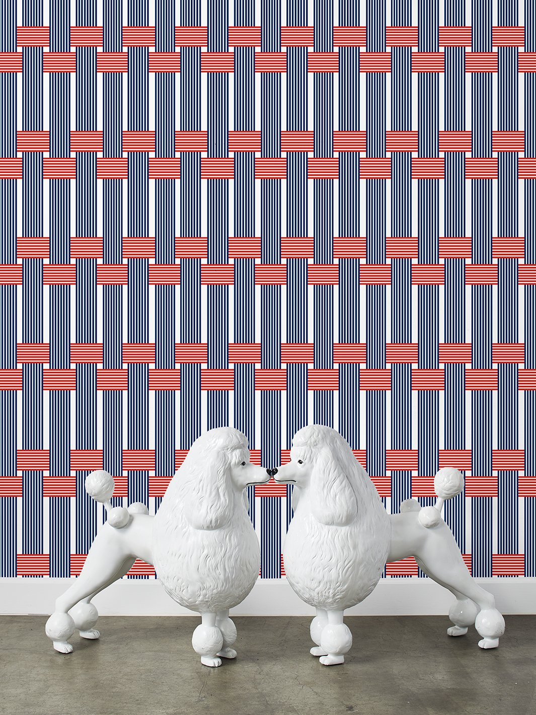 'Roman Holiday Woven' Wallpaper by Barbie™ - Navy Red