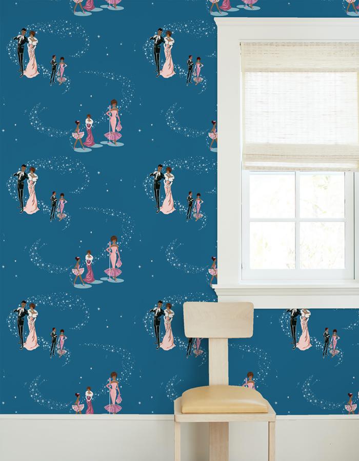 'Starlight Christie™' Wallpaper by Barbie™ - Cadet Blue