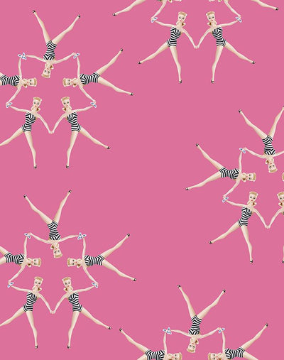 'Synchronized Vintage Barbie™' Wallpaper by Barbie™ - Berry