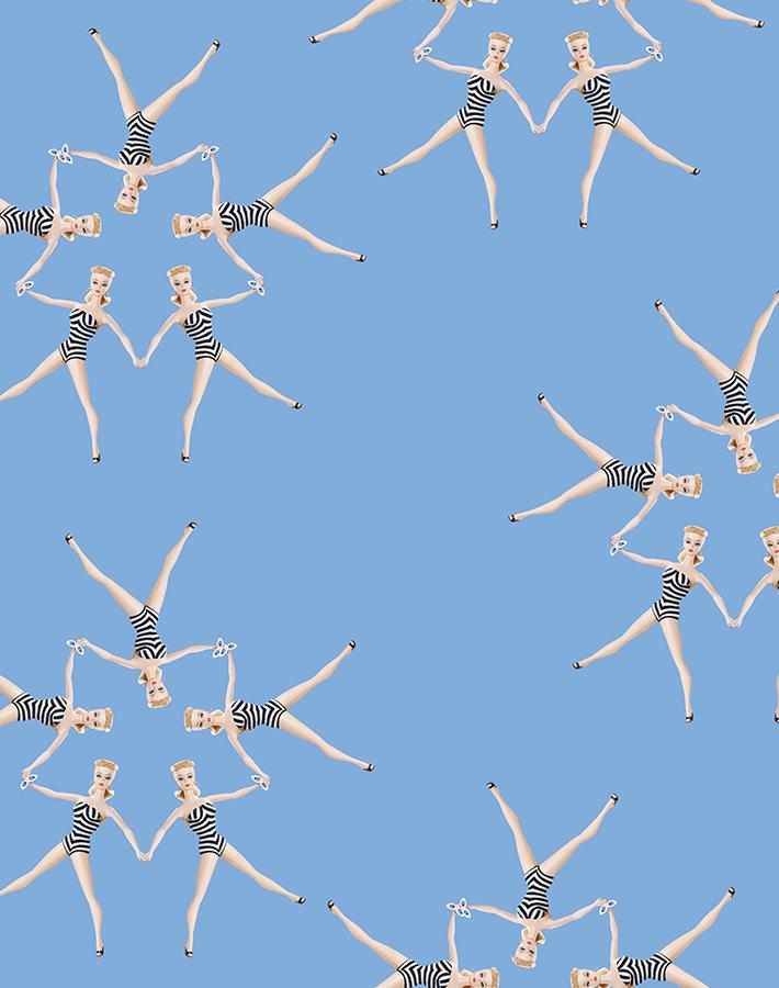 'Synchronized Vintage Barbie™' Wallpaper by Barbie™ - Denim