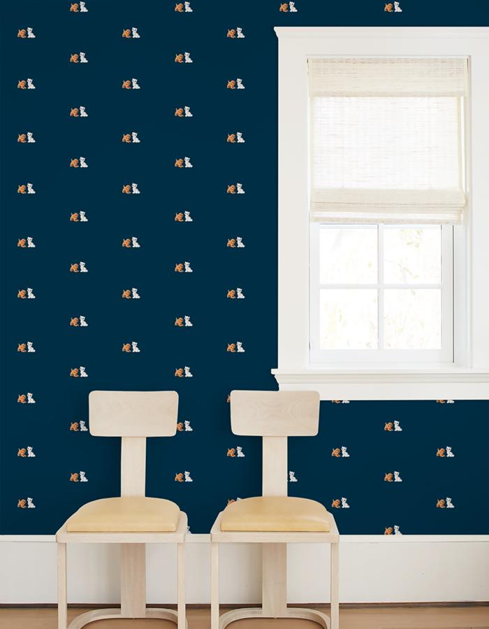 'Taffy and Blissa' Wallpaper by Barbie™ - Navy