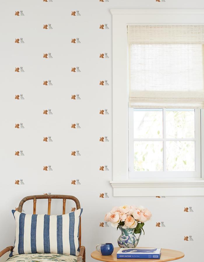 'Taffy and Blissa' Wallpaper by Barbie™ - White