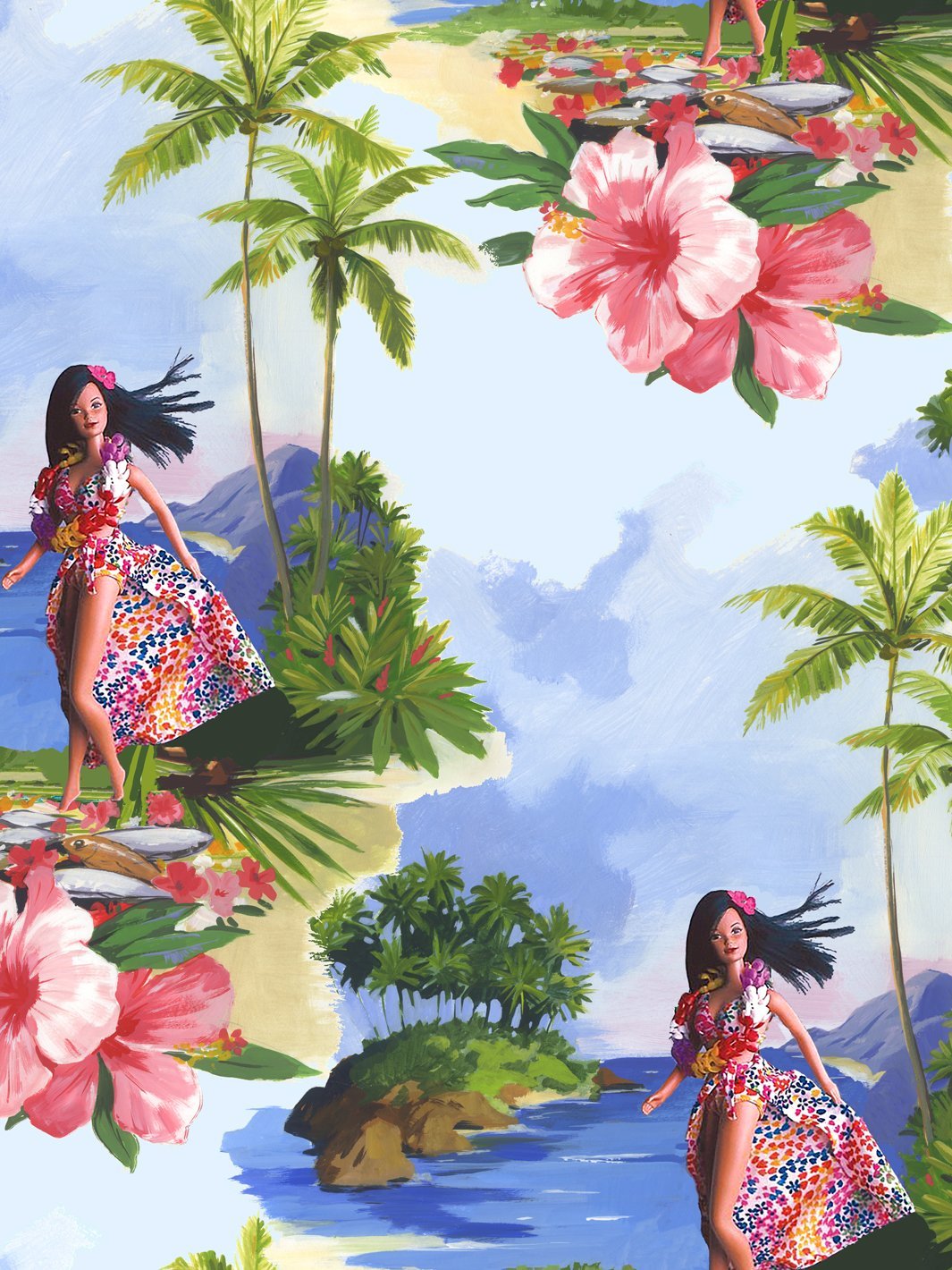 'Tropical Barbie™' Wallpaper by Barbie™ - Hawaiian Barbie™ Multi
