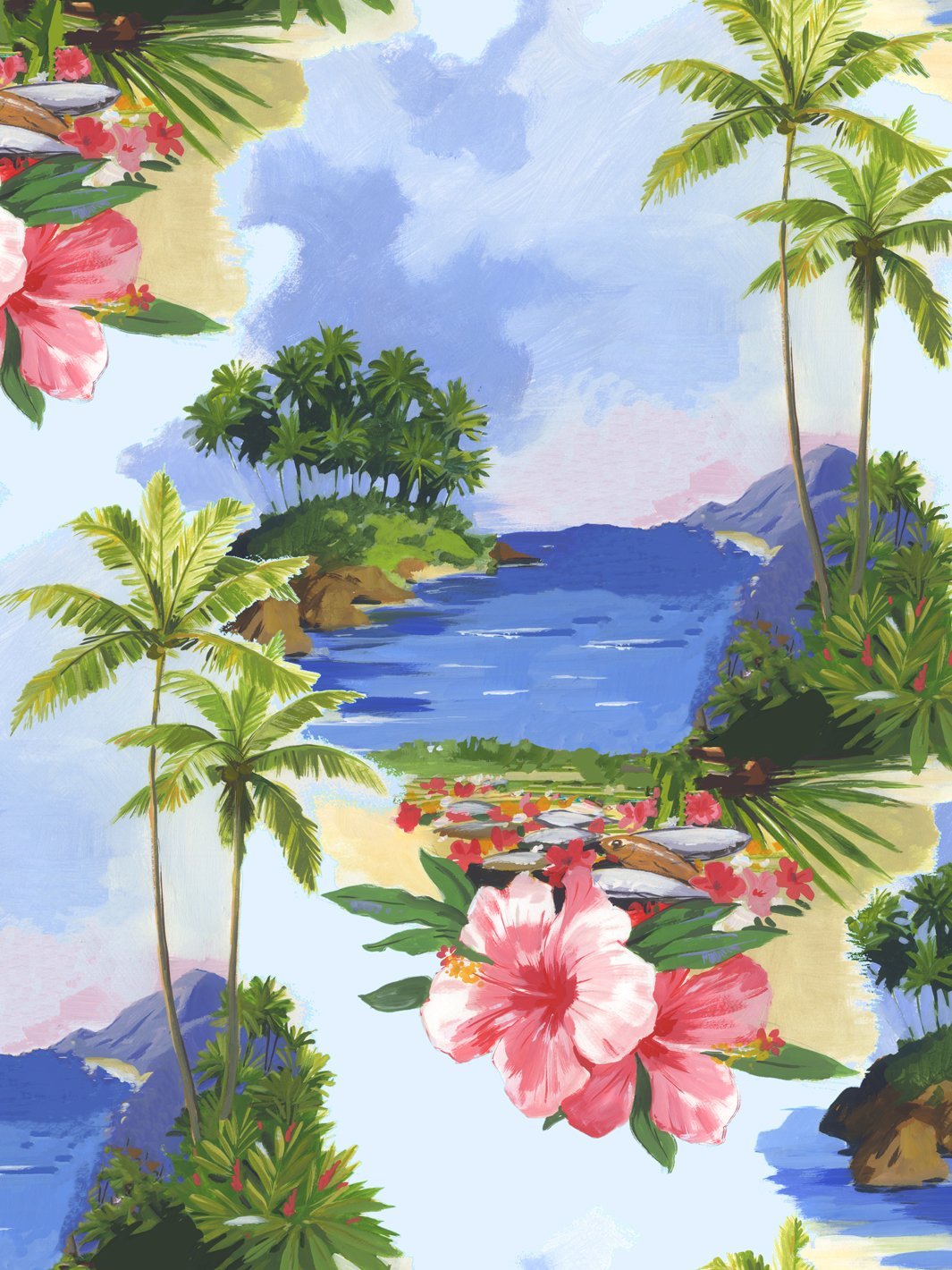 Tropical Barbie™' Wallpaper by Barbie™ - Hawaiian Island Multi