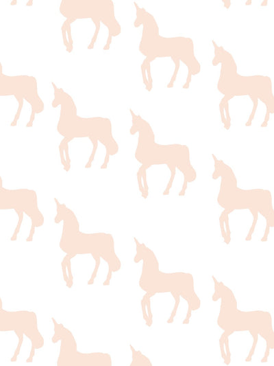'Unicorns' Wallpaper by Barbie™ - White on Peach