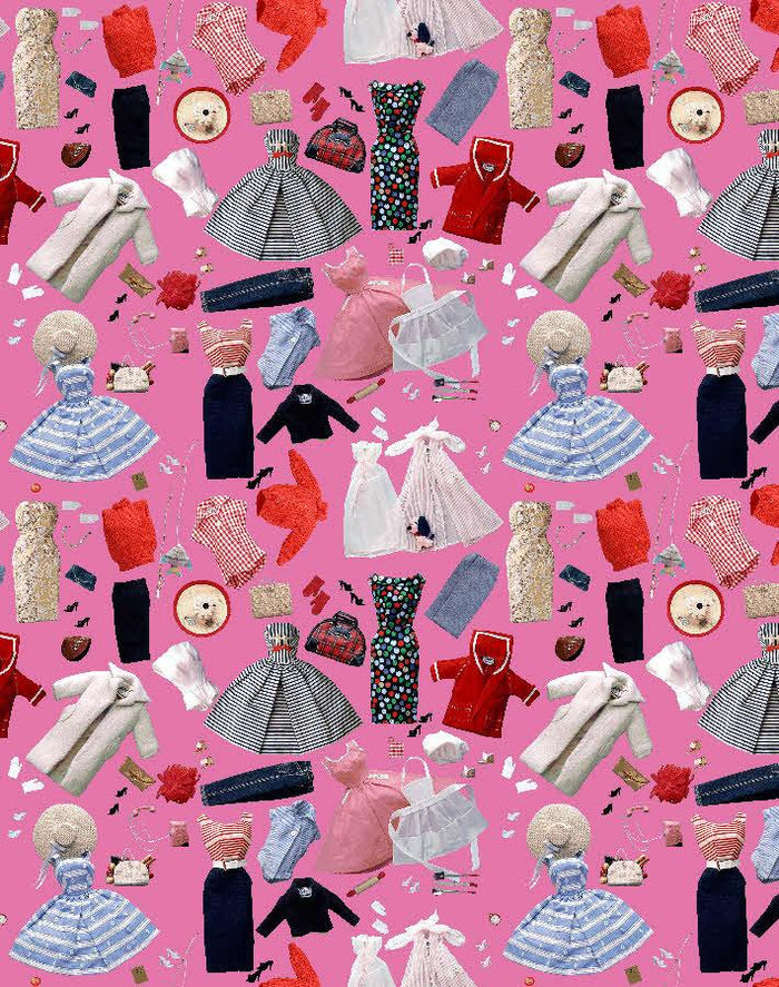 'Vintage Accessories' Wallpaper by Barbie™ - Berry