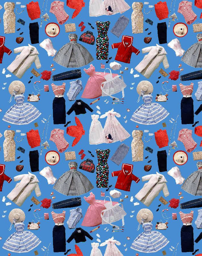 'Vintage Accessories' Wallpaper by Barbie™ - Cerulean