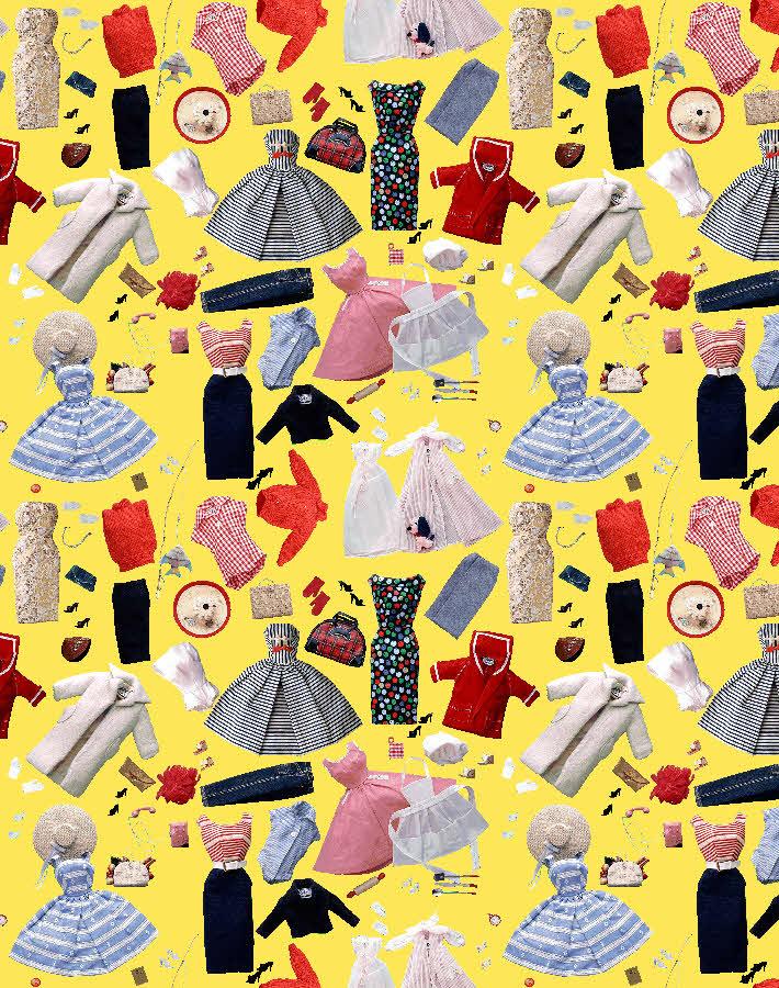 'Vintage Accessories' Wallpaper by Barbie™ - Daffodil