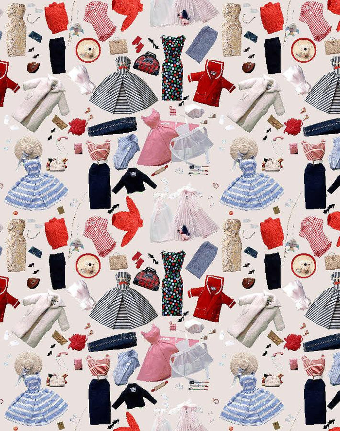 'Vintage Accessories' Wallpaper by Barbie™ - Oyster
