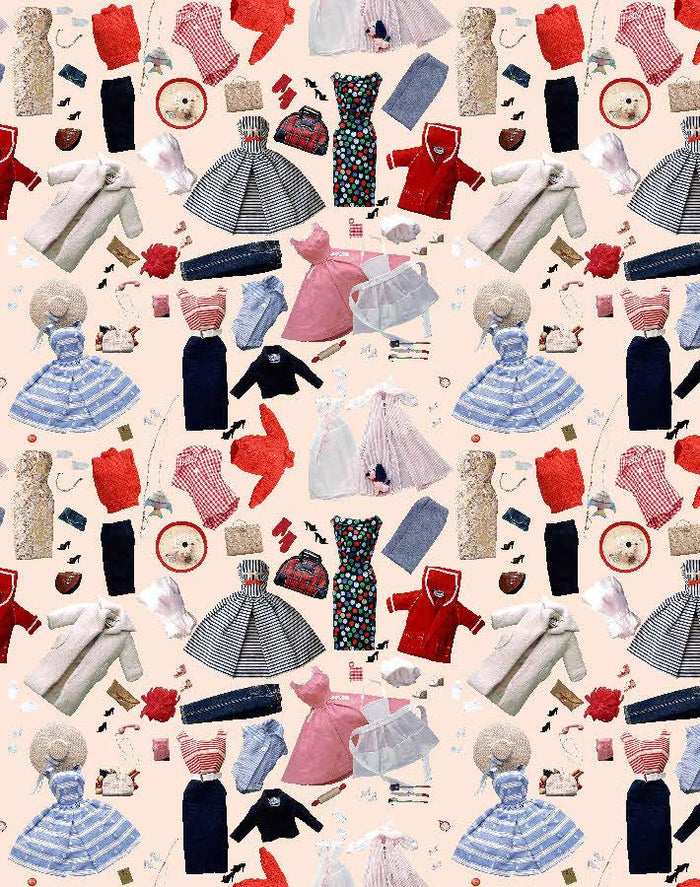 'Vintage Accessories' Wallpaper by Barbie™ - Peach