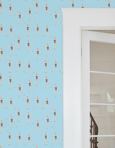 vintage barbie in motion wallpaper by barbie baby blue