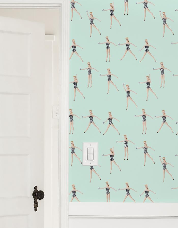 vintage barbie in motion wallpaper by barbie robins egg