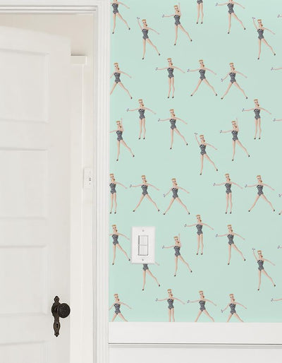 vintage barbie in motion wallpaper by barbie robins egg