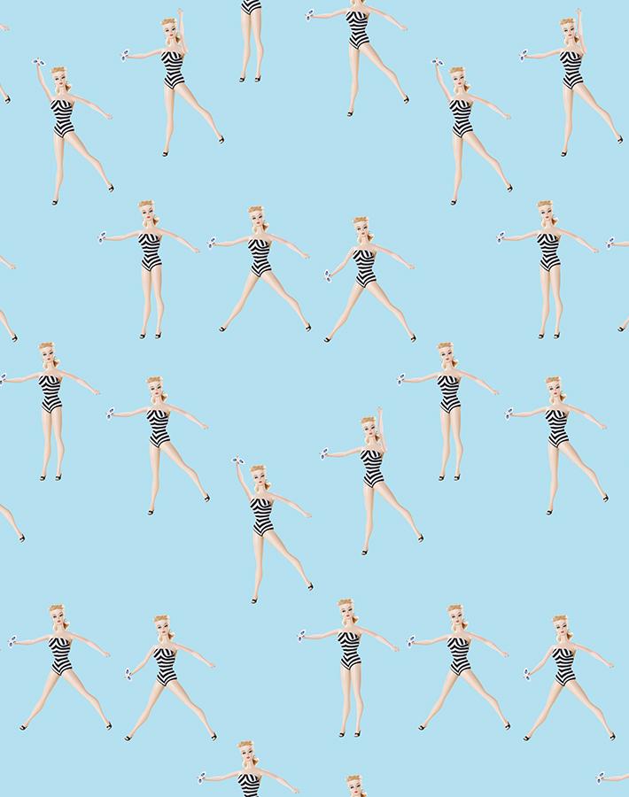vintage barbie in motion wallpaper by barbie baby blue
