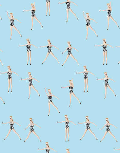 vintage barbie in motion wallpaper by barbie baby blue